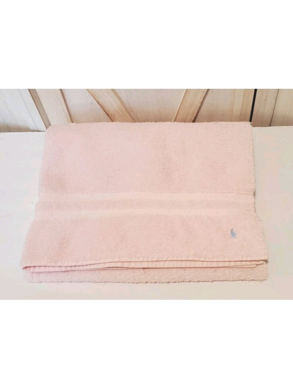 Vintage Polo Ralph Lauren Pink Bath Towel Blue Pony Logo 45x27